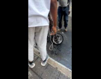 Burnt scooter motorcycle on the street