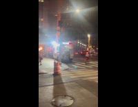 Pile of trash burn on street night part 2