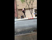 Collab WINY - Guy rides pogo stick in the street