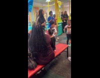 Outsider boy suddenly blew birthday candle flame