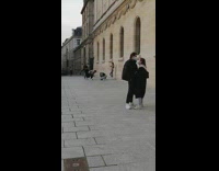 Woman grey tank top leggings cathedral paris