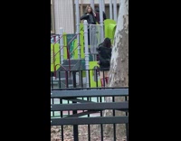 Woman picture on jungle gym park