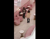 Girl picture pink couches