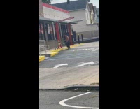 Collab Subway_Creatures - Shirtless man talking to fake skeleton