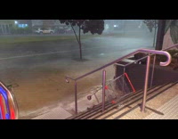 Cart hits rail due to strong wind