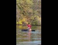 3 guys swims at central park lake 