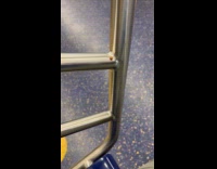 Collab Subway Creatures - Ladybug crawl on subway train metal bars