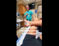 Woman stepped on key stuck on foot