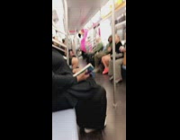 Big pink flamingo in train 