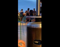 Girl renegade dance at bar restaurant 