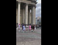 Girl dance group white boots pantheon pillar