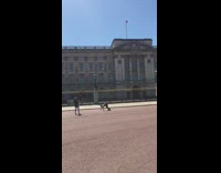 Woman workout video shoot outside Buckingham palace