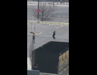 Man play bass guitar face mask parking lot