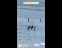 Group dance video snow large ice castle