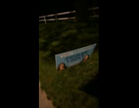 Guy kicks sign but it lands in same spot 