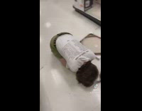 Woman says wrong phrase on sign and laughs