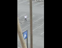 Man white jacket dance alone tiktok video