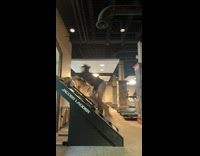 Timelapse of girl going up stair machine 