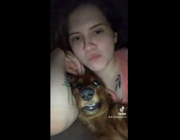 Collab BitchMP - Girl pretends to bite dogs head 
