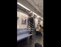 Collab WINY - Man wear Michael Myers costume stand inside train