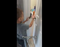 Toilet paper poop prank on little boy 