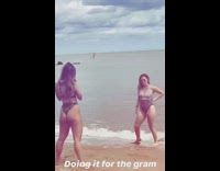 Girl animal print swimsuit dance turn around