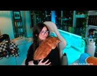 Cat likes cuddling to owner while streaming