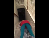 BitchMP - girl slides down stairs with blanket