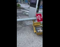 Streetlight pole found bent and broken 