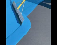 Guy spreads blue paint across tennis court 