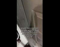 Woman sleeping through alarm gets up when door opens 