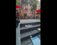 Guy yells and disturbs diners eating outside 