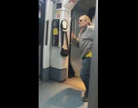 (DUPLICATE) Old guy puts down satchel bag and starts dancing in subway