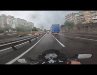 Man falls off motorcycle behind stopping car part 1