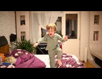 Little boy gets scared spider on box