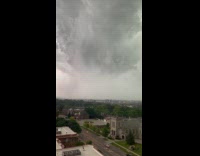 Man shows storm passing through the city