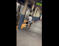 Collab Subway Creatures - Man carry street sign drop his phone