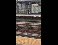 Collab Subway Creatures - Couple fight on train station push each other