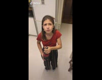 Small girl needs tall guy to open her soda bottle