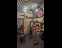 Man lift barbell axle press drop behind fails