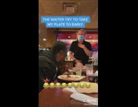 Guy barks at waitress 