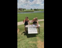 Two blonde girls men are trash table