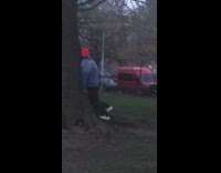 Lady Lays Face and Head on Tree 