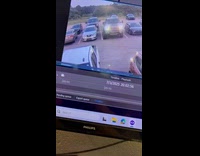 Pickup truck turned and wreck car beside