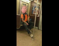 Orange shirt guy big head trump cutout  