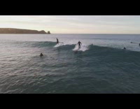 POV of drone colliding with guy surfing