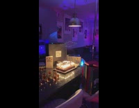 Decorated kitchen party lights birthday cake 26