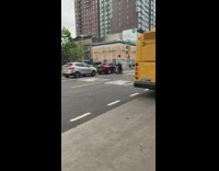 Red Car Stops Traffic to Purchase Ice Cream 