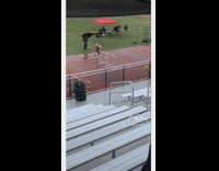 Guy knocks hurdles over with hand championships 