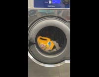 Detergent bottle spins around inside washing machine
